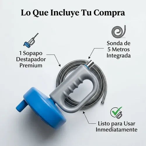 Sopapo Destapador Cañerías 5mts Gancho Serpiente Sonda