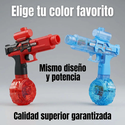 Juguete Pistola Agua Eléctrica Automática Luz Recargable Rojo