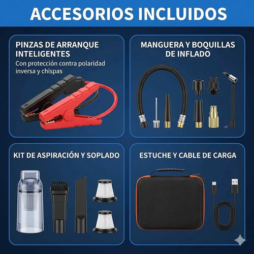 Partidor Arrancador Batería Compresor Power Bank Aspiradora