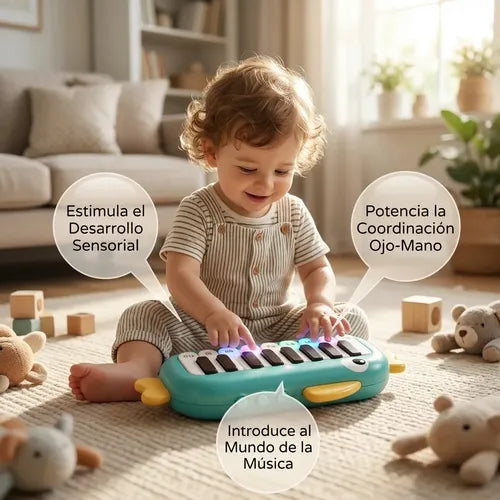 Piano Musica Infantil Didáctico Teclado Niños Sonido Juguete Azul