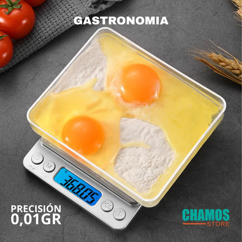 Pesa Gramera Joyeria Y Cocina Precision 0.1 - 500gr Báscula Plateado