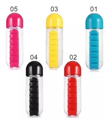 Botella De Agua Pastillero Con Organizador De Pastillas Amarillo