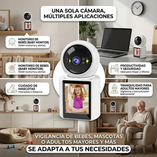 Cámara Seguridad Con Monitor Con Audio Y Videollamada 360 Blanco