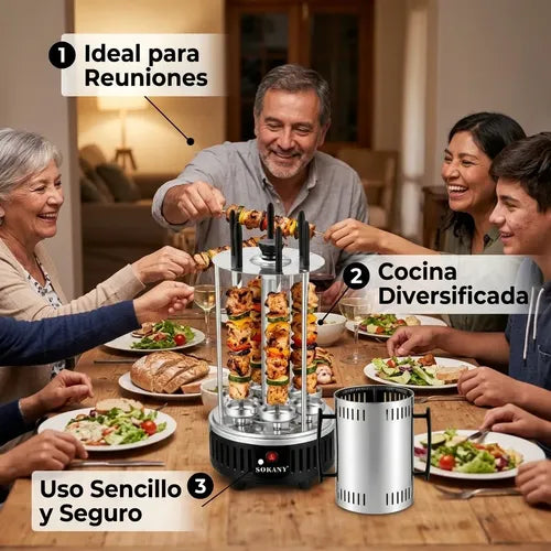Parrilla Interior Eléctrica Asador Anticucho Pincho Brocheta Negro