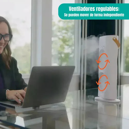 Doble Ventilador De Aire Frío Humidificador Para Escritorio Blanco