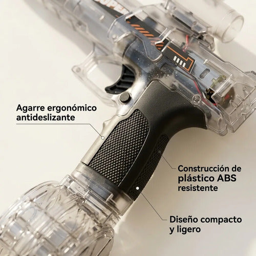 Juguete Pistola Agua Eléctrica Automática Luz Recargable Rojo