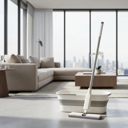 Mopa De Esponja Trapeador Con Cubeta Plegable Fácil Limpieza Blanco/azul