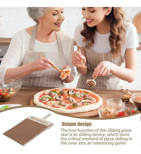 Pala De Madera Deslizante Para Pizza Con Mango Ligera Café