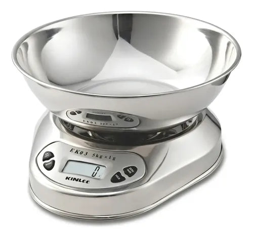 Pesa Cocina Acero Inoxidable 5kg 1gr Con Bowl 5 Kg Plateado 5 Kg
