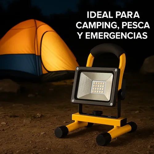 Pack 6 Reflector Led Recargable 100w Portátil Con Pie Baliza Amarillo Blanco Neutro