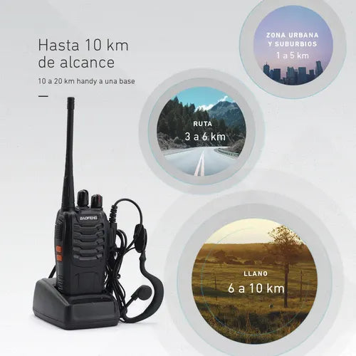 Kit X 4 Handy Baofeng Radio Walkie Talkie Bf888s 16ch Uhf + Auricular Manos Libres Bandas De Frecuencia 16 Color Negro
