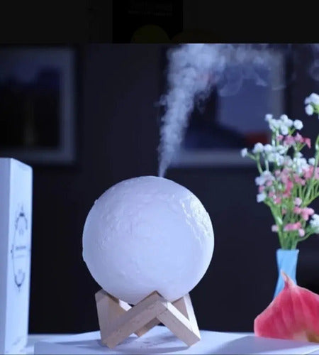Humidificador Purificador Aire Lampara Luna 3d Blanco
