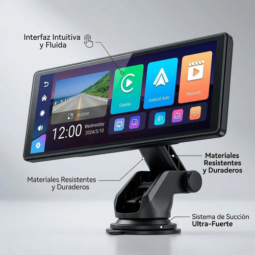 Pantalla Tactil Auto 10.26 Smart Radio Carplay Android Ios Negro