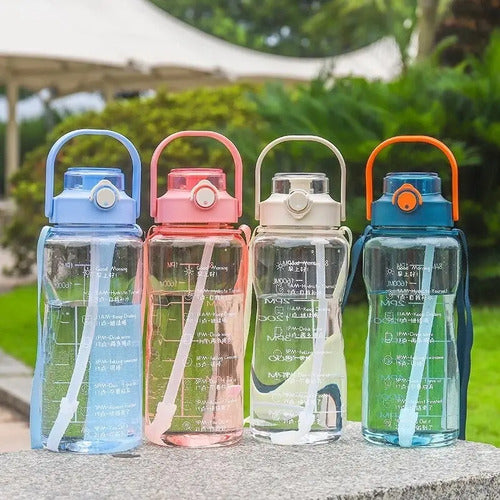 Botella De Agua Motivacional 2 Litros Con Indicador Medida