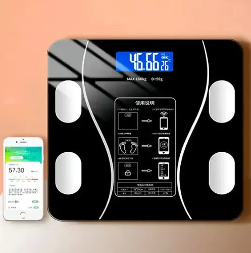 Balanza Pesa Digital Bluetooth Inteligente App Smart Baño Negro