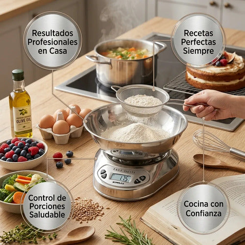 Pesa Cocina Acero Inoxidable 5kg 1gr Con Bowl 5 Kg Plateado 5 Kg