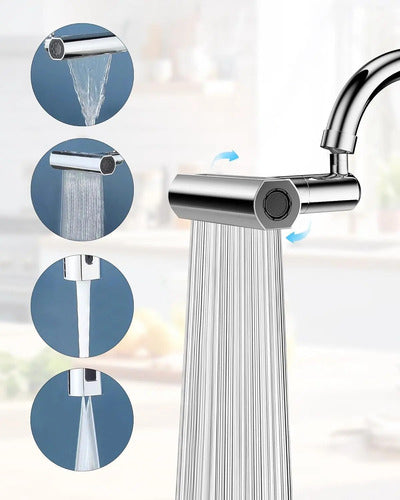 Extensor De Grifo Giratorio De 360° 4 En 1 Anti Salpicaduras Plateado Brillante