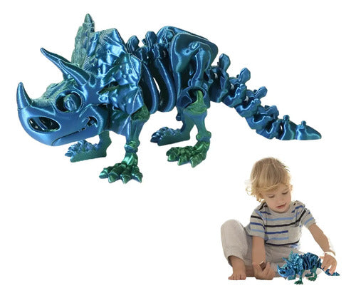 Juguete Dinosaurio Impresión 3d Figura Triceratops Tornasol