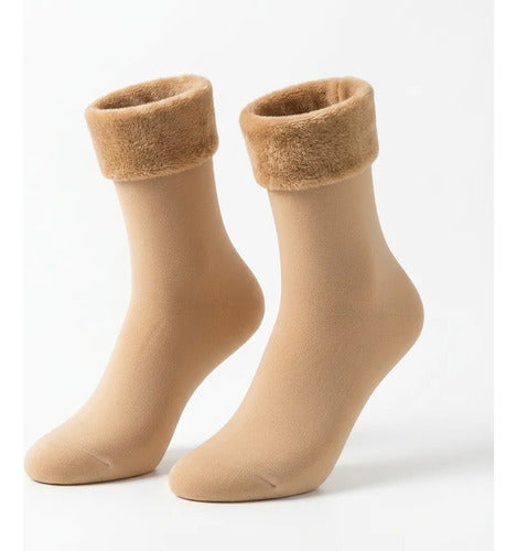 Pack X48 Pares Calcetines Termicos Medias Polar Frio Unicolor Talla Unica Calcetines Por Docena Al Por Mayor Color Piel Unica