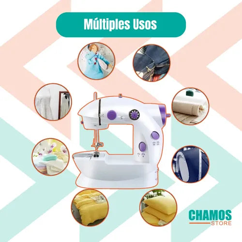 Mini Maquina De Coser Portátil Eléctrica Con Pedal Blanco
