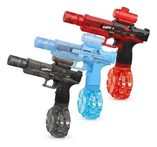 Juguete Pistola Agua Eléctrica Automática Luz Recargable Azul
