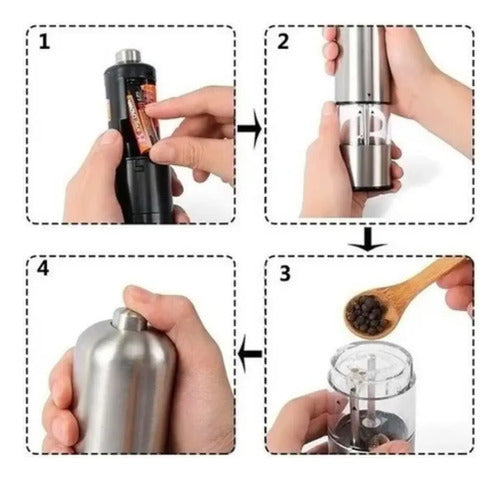Molinillo Eléctrico De Sal Y Pimienta De Acero Inoxidable