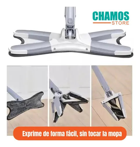 Mopa Trapero Limpiador Giratorio Para Pisos Aseo Exprimir Gris