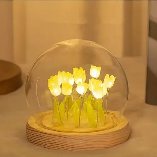 Lámpara Led Decorativa Tulipán Mesa De Noche Espanta Cuco