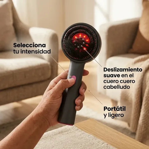 Cepillo Masajeador Cuero Capilar Estimulador Crecimiento Gris