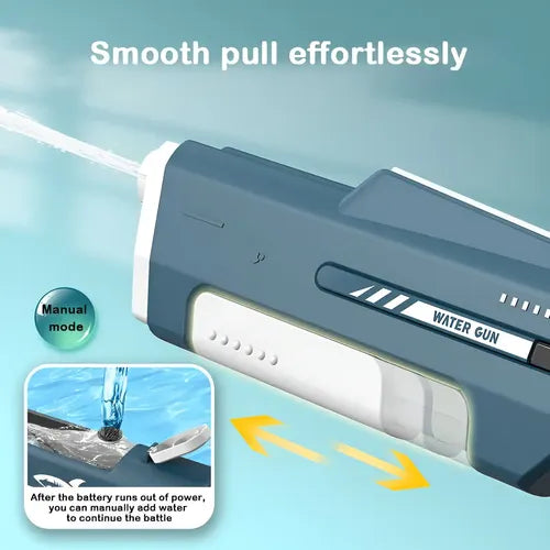 Pistola De Agua Eléctrica Grande Para Niños Disparo Continuo Azul