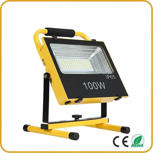 Foco Led Emergencia Portatil 100w Recargable 12/220v Color De La Carcasa Amarillo - Blanco Frio