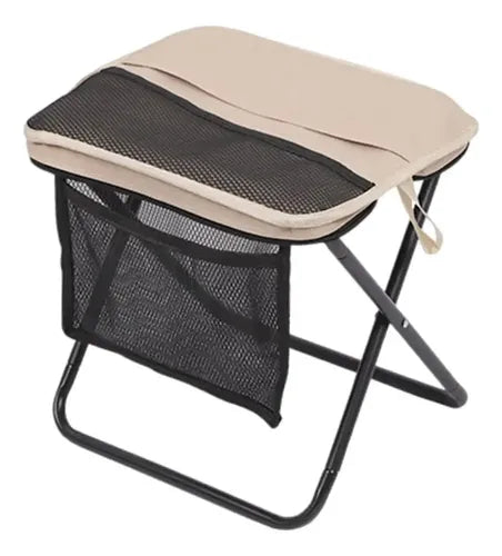 Silla Taburete Plegable Portátil Multifuncional Estructura Beige