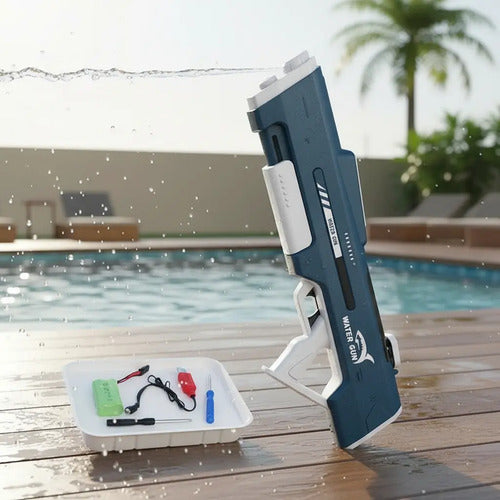Pistola De Agua Eléctrica Grande Para Niños Disparo Continuo Azul