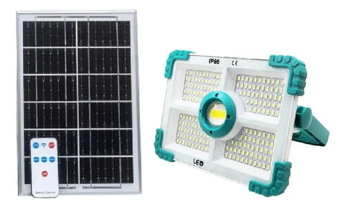 Linterna Foco Recargable Con Panel Solar 500w 188 Led Blanco Azul
