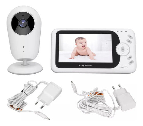 Monitor De Video Para Bebés De 4.3 Pulgadas Visión Nocturna Blanco