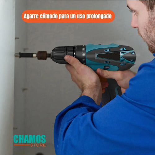Taladro Destornillador Inalambrico 2 Baterias 12v Azul 110/220v 50 Hz X 60 Hz