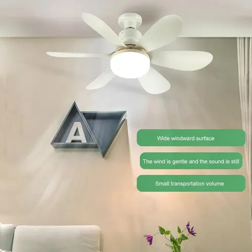 Ventilador De Techo Con Luz Led E27 Silencioso Control Blanco Plástico 5