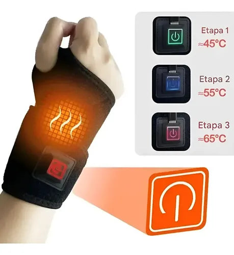 Muñequera Guante Térmico Tunel Carpiano Tendinitis Artritis Negro Ajustable