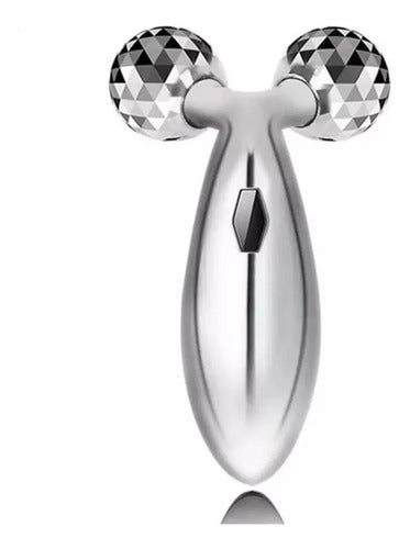 Rodillo Masajeador Facial Corporal 3d Dos Cabezales Plateado