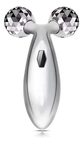 Rodillo Masajeador Facial Corporal 3d Dos Cabezales Plateado