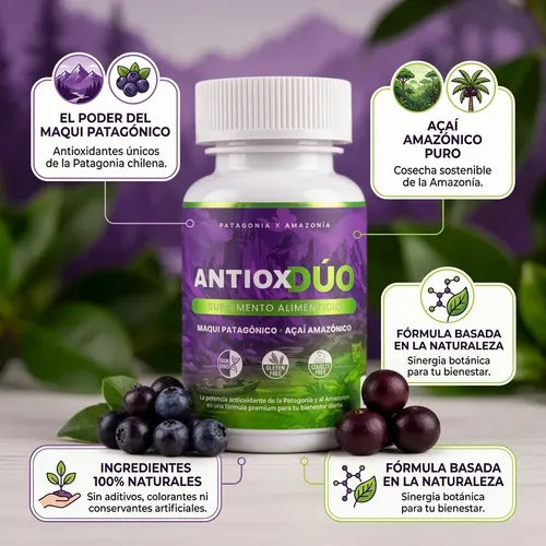Suplemento Antiox Duo Regenerador Celular Vitamina C B12 Maqui - Acai