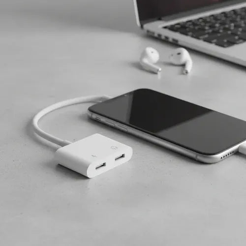 Adapt Lightning iPhone 2x1 Audífonos Y Cargador Certificado