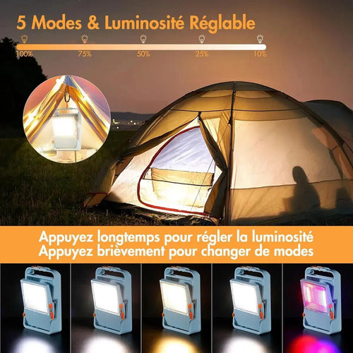 Linterna Emergencia Solar 3 En 1 Usb Recargable Foco Blanco Azul Claro
