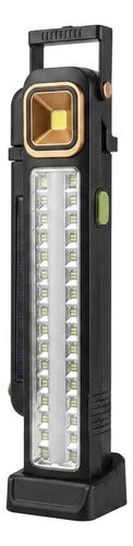 Luz Emergencia Recargable Panel Solar + Batería Portatil Negro