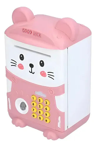 Alcancia Gatito Ahorro Electrónica Sonido Y Contraseña Gatito Rosa