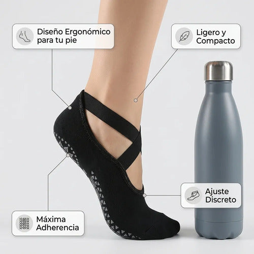 Calcetines Antideslizantes Comodos Yoga Pilates Set X3 3 Colores Unicolor Unica