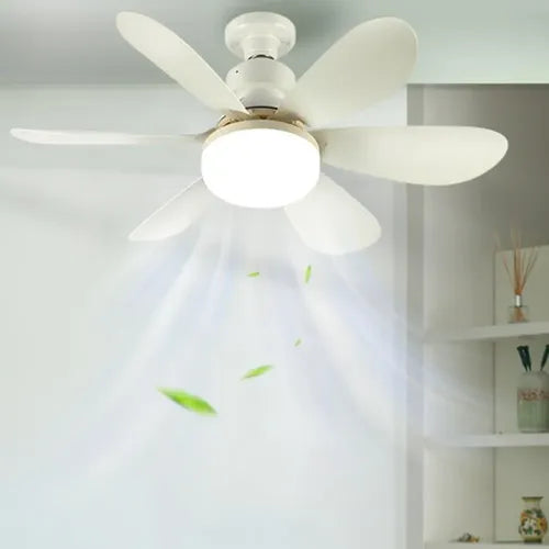 Ventilador De Techo Con Luz Led E27 Silencioso Control Blanco Plástico 5