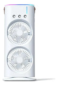 Doble Ventilador De Aire Frío Humidificador Para Escritorio Blanco