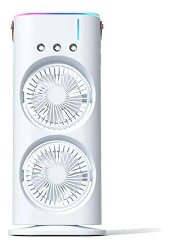 Doble Ventilador De Aire Frío Humidificador Para Escritorio Blanco