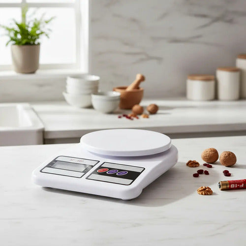 Balanza Pesa Digital De Cocina Gramera 10kg Blanco 10 Kg